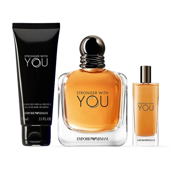 Emporio Armani Stronger With You 100ml EDT Spray + 15ml EDT Spray + 75ml All-Over Body Shampoo Gift Set 2025 - Image 2