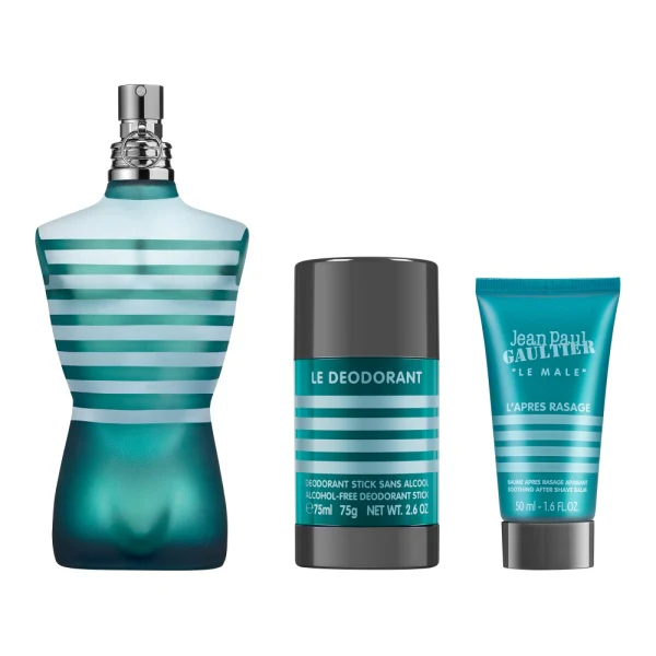 Jean Paul Gaultier Le Male 125ml EDT Spray + 50ml After Shave Balm + 75ml Alcohol-Free Deodorant Stick Gift Set 2025 - Image 2