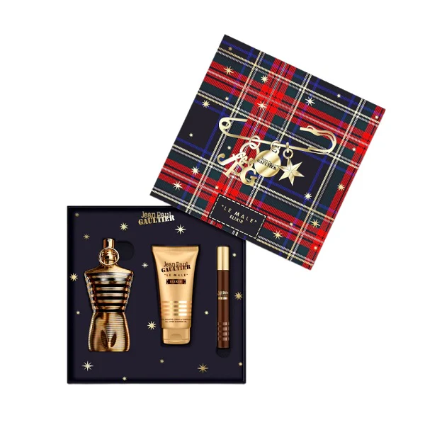 Jean Paul Gaultier Le Male Elixir 75ml Parfum Spray + 10ml Parfum Spray + 75ml All Over Shower Gel Gift Set 2025 - Image 3