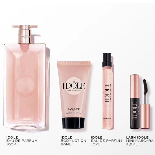 Lancome Idole Eau De Parfum 100ml EDP Spray + 10ml EDP Spray + 50ml Body Cream + 2.5ml Mascara Gift Set 2024 - Image 2