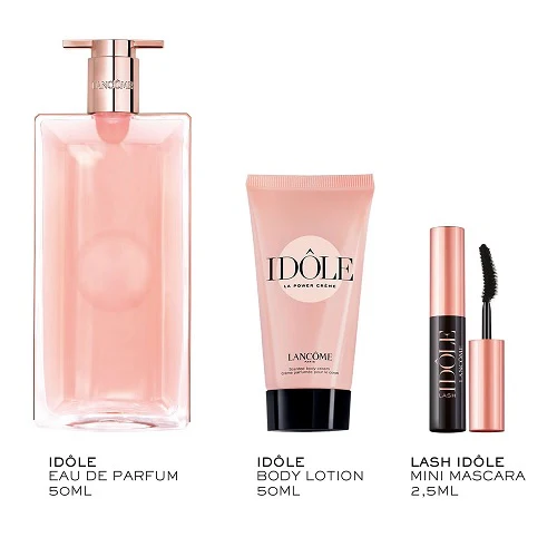 Lancome Idole Eau De Parfum 50ml EDP Spray + 50ml Body Cream + 2.5ml Mascara Gift Set 2024 - Image 2