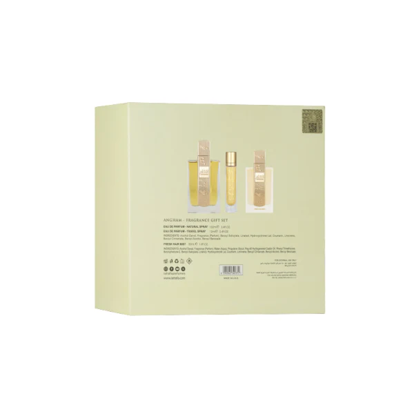 Lattafa Angham 100ml EDP Spray + 12ml EDP Travel Spray + 50ml Hair Mist  Gift Set - Image 3