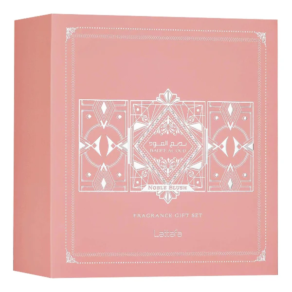 Lattafa Bade'e Al Oud Noble Blush 100ml EDP Spray + 12ml EDP Travel Spray + 50ml Hair Mist  Gift Set - Image 2