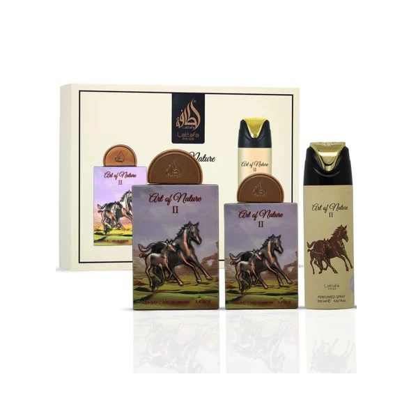 Lattafa Pride Art Of Nature ll 100ml EDP Spray + 20ml EDP Spray + 200ml Perfumed Spray Gift Set