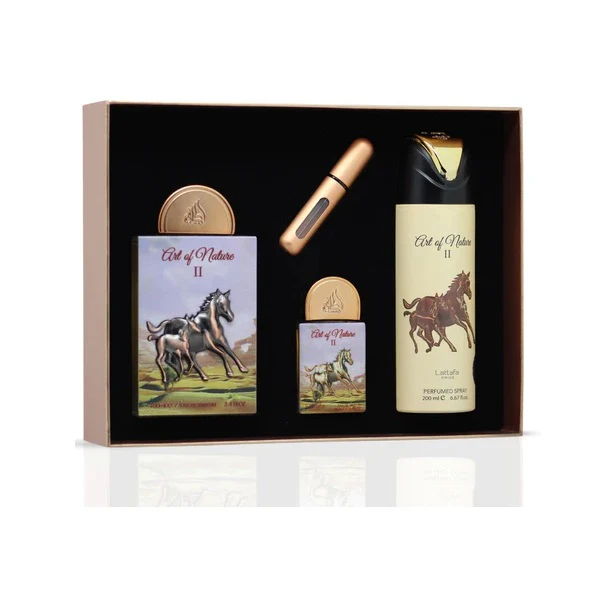 Lattafa Pride Art Of Nature ll 100ml EDP Spray + 20ml EDP Spray + 200ml Perfumed Spray Gift Set - Image 3