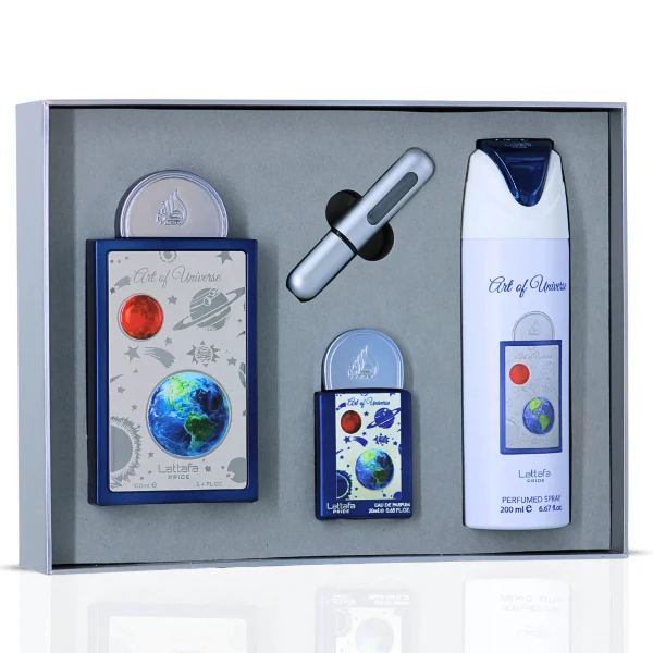 Lattafa Pride Art Of Universe 100ml EDP Spray + 20ml EDP Spray + 200ml Perfumed Spray Gift Set - Image 2