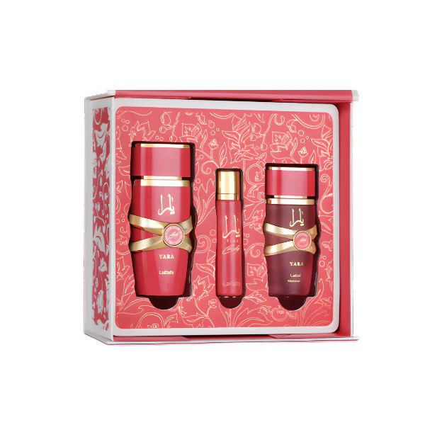 Lattafa Yara Candy 100ml EDP Spray + 12ml EDP Travel Spray + 50ml Hair Mist Gift Set