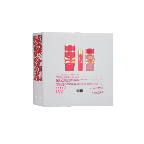 Lattafa Yara Candy 100ml EDP Spray + 12ml EDP Travel Spray + 50ml Hair Mist Gift Set - Image 3