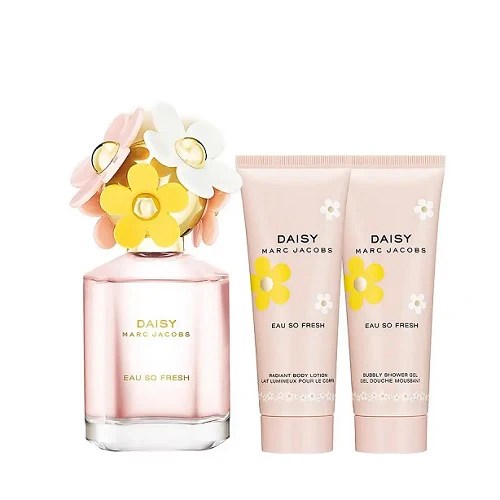 Marc Jacobs Daisy Eau So Fresh 75ml EDT Spray+ 75ml Body Lotion +75ml Shower Gel Gift Set 2023 - Image 2