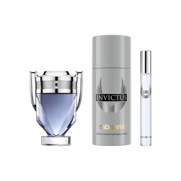 Paco Rabanne Invictus 100ml EDT Spray + 10ml EDT Spray + 150ml Deodorant Spray Gift Set 2025 - Image 2