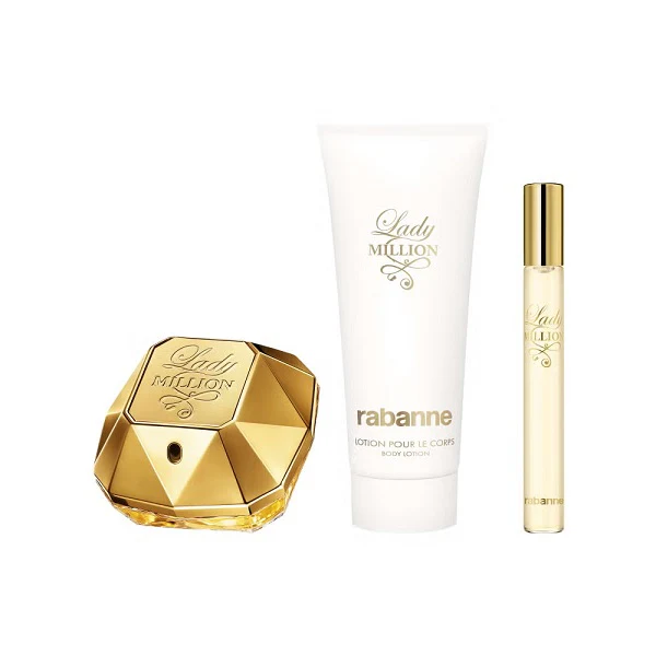 Paco Rabanne Lady Million 50ml EDP Spray + 10ml EDP Spray + 100ml Body Lotion Gift Set 2024 - Image 2