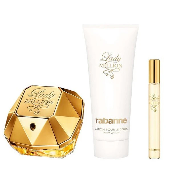 Paco Rabanne Lady Million 80ml EDP Spray + 10ml EDP Spray + 100ml Body Lotion Gift Set 2024 - Image 2