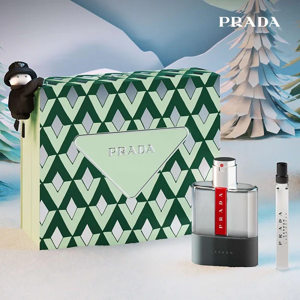 Prada Luna Rossa Carbon 100ml EDT Spray + 10ml EDT Spray Gift Set 2025 - Image 2