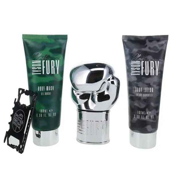 Tyson Fury Platinum 100ml EDT Spray + 100ml Shower Gel + 100ml Body Lotion + Mulity Utility Card Gift Set - Image 2