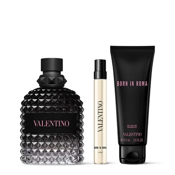 Valentino Uomo Born In Roma 100ml EDT Spray + 10ml EDT + 75ml Shower Gel Gift Set 2025 - Image 2