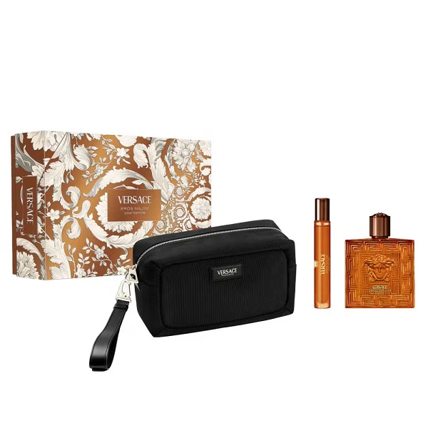 Versace Eros Najim 100ml Parfum Spray + 10ml Parfum Spray + Black Trousse Gift Set 2025