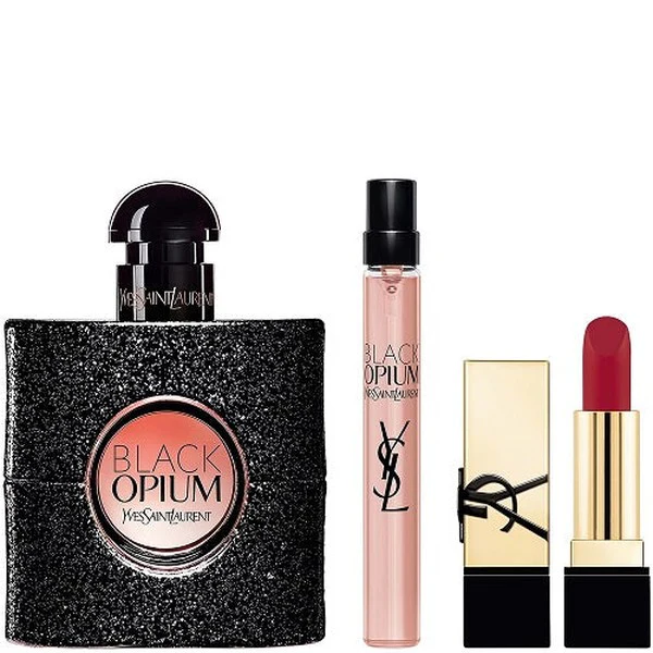 Yves Saint Laurent Black Opium 50ml EDP Spray + 10ml EDP Spray + 1.3g Lipstick Gift Set 2024 - Image 2
