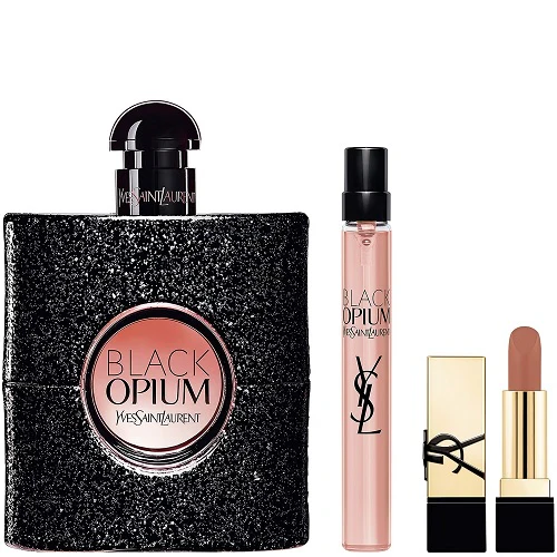 Yves Saint Laurent Black Opium 90ml EDP Spray + 10ml EDP Spray + 1.3g Lipstick Gift Set 2024 - Image 2