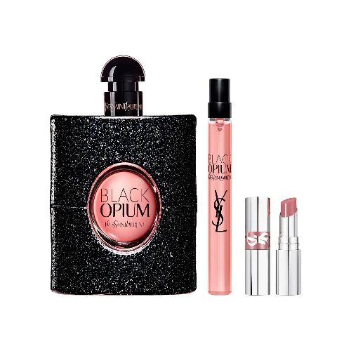Yves Saint Laurent Black Opium 90ml EDP Spray + 10ml EDP Spray + 1.3g Lipstick Gift Set 2025 - Image 2